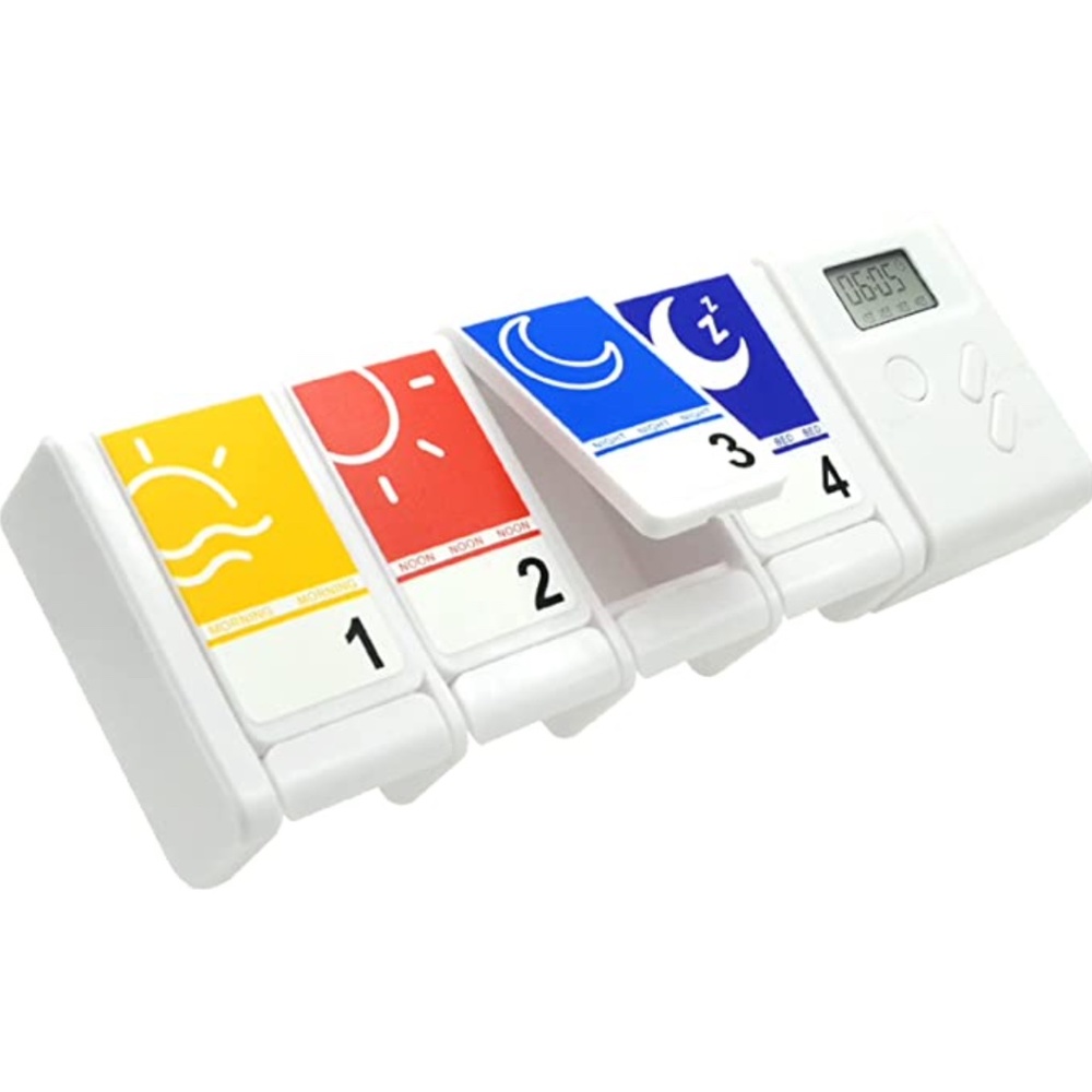 NEW Pill Organizer with Reminder Alarm and Push Button Design